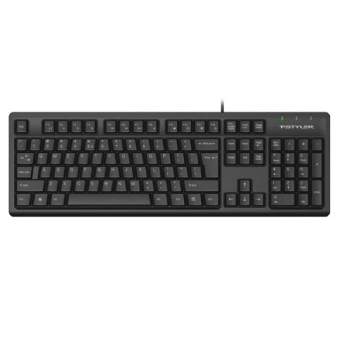 Клавіатура A4Tech FKS12 "Fstyler", Black, USB, 12 мультимедійних кнопок, захист від бризок, структура кнопок Natural_A Shape, 1.5 м