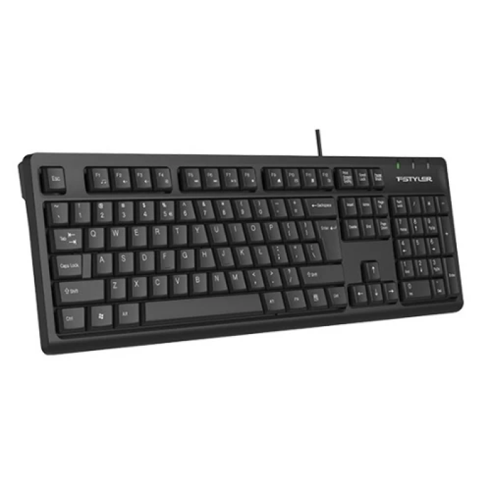 Клавіатура A4Tech FKS12 "Fstyler", Black, USB, 12 мультимедійних кнопок, захист від бризок, структура кнопок Natural_A Shape, 1.5 м