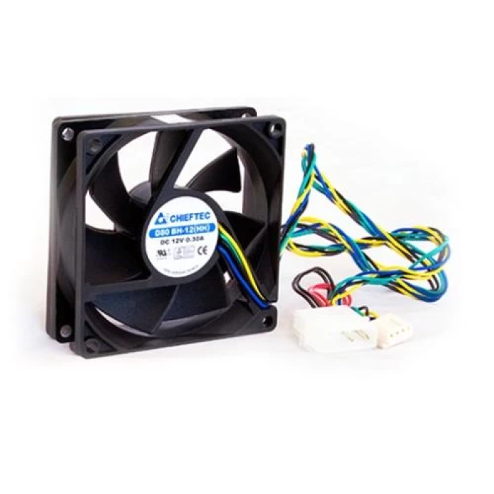Вентилятор 80 мм Chieftec Thermal Killer, Black, 80x80x25 мм, 950-3000 об/хв, 33-38 дБ, 4-pin (PWM) / Molex, шарикопідшипник (AF-0825PWM)