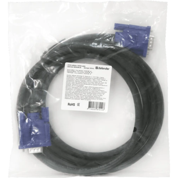 Кабель VGA (M) - VGA (M), 1.8 м, Black, Defender (87410)
