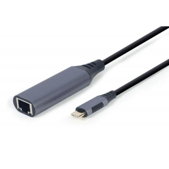 Мережевий адаптер USB Type C - Ethernet, Cablexpert, Black, 1000 Мбит/с, 15 см (A-USB3C-LAN-01)