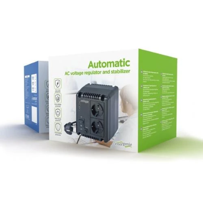 Стабілізатор EnerGenie EG-AVR-1001 1000VA, 600W, 2 розетки (Schuko)