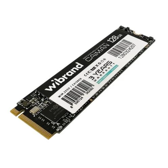 Твердотільний накопичувач SSD 128Gb, Wibrand Caiman, PCI-E 3.0 x4, M.2 2280, 3D TLC, 1600/1400 МБ/с (WIM.2SSD/CA128GB)