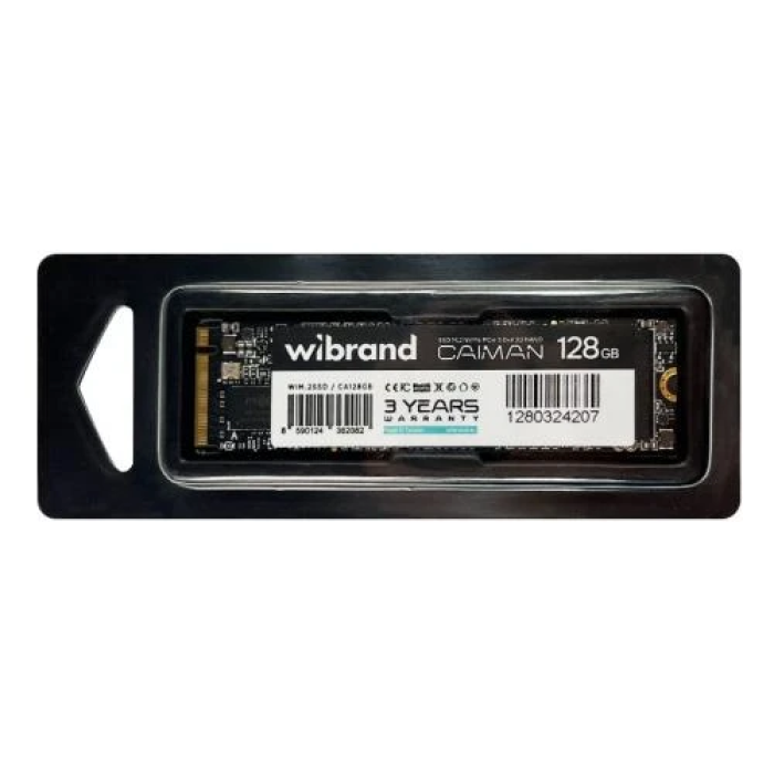 Твердотільний накопичувач SSD 128Gb, Wibrand Caiman, PCI-E 3.0 x4, M.2 2280, 3D TLC, 1600/1400 МБ/с (WIM.2SSD/CA128GB)