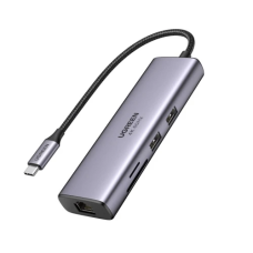Хаб USB Ugreen CM512, Grey, Type-C 3.1 - 1xType-C (100 Вт) / 2xUSB 3.0 / HDMI 4K / GLan / microSD / SD, кабель 15 см, алюмінієвий корпус (60515)