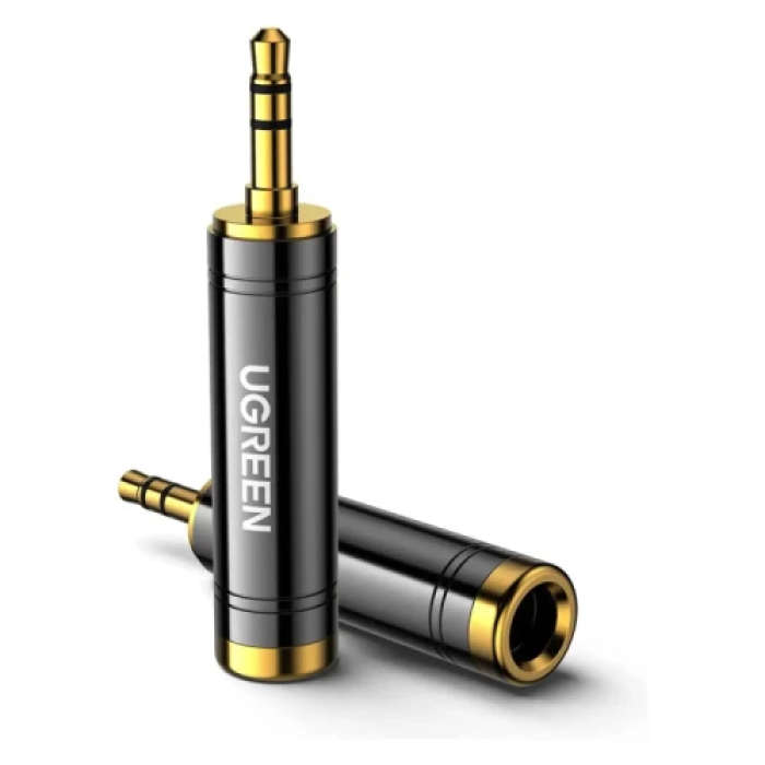 Перехідник звуковий, 6.35 мм (F) - 3.5 мм (M), Black, Ugreen AV168 (60711)