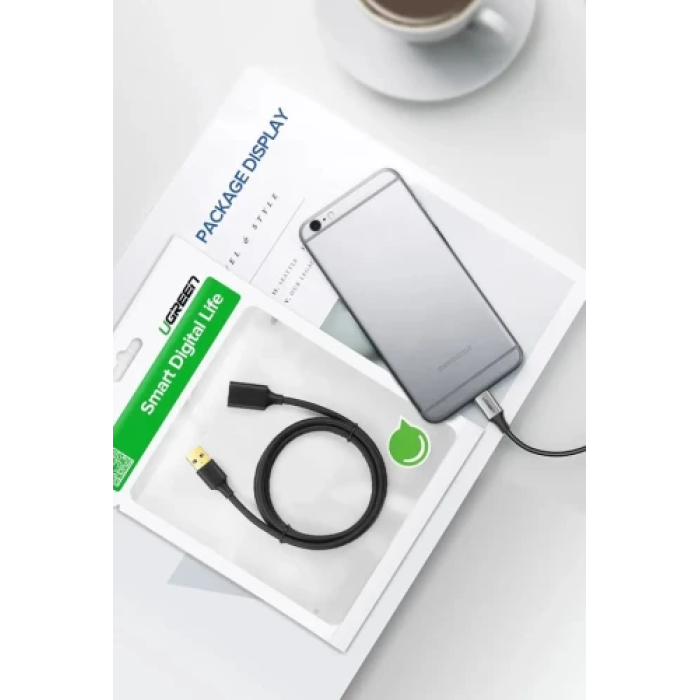 Кабель USB 3.0 AM - USB AF, 1.5 м, Black, Ugreen US129 (30126)