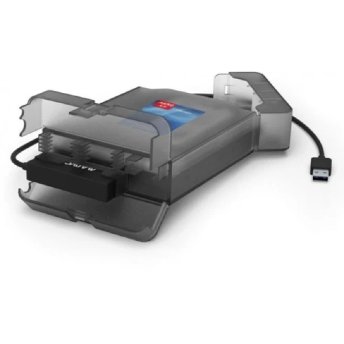 Адаптер USB Maiwo K10435, Black, USB 3.0 - SATA, 50 см, блок живлення (12V / 2A) у комплекті, захисний пластиковий контейнер для жорсткого диска 3.5"