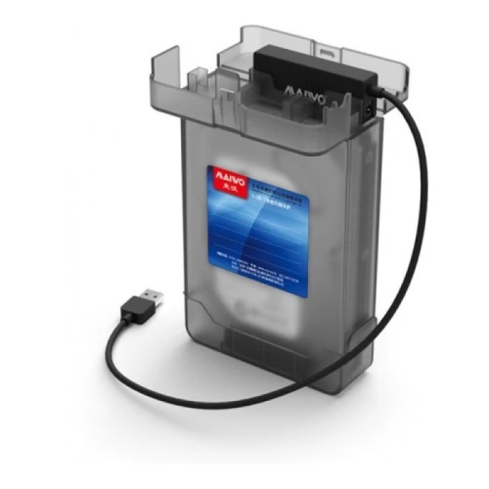 Адаптер USB Maiwo K10435, Black, USB 3.0 - SATA, 50 см, блок живлення (12V / 2A) у комплекті, захисний пластиковий контейнер для жорсткого диска 3.5"