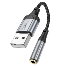 Кабель-перехідник звуковий, USB (M) - 3.5 мм (F), 12 см, Black, Hoco LS36 "Fresh", DAC чіп