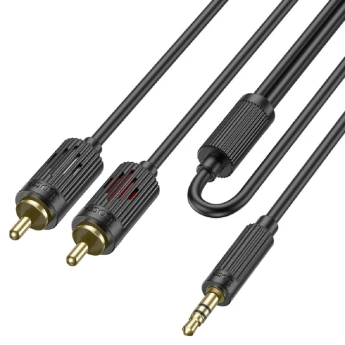 Кабель-перехідник звуковий, 3.5 мм (M) - 2xRCA (M), 1.5 м, Black, Hoco UPA28