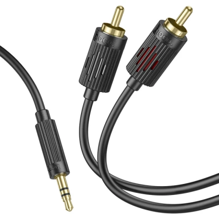 Кабель-перехідник звуковий, 3.5 мм (M) - 2xRCA (M), 1.5 м, Black, Hoco UPA28