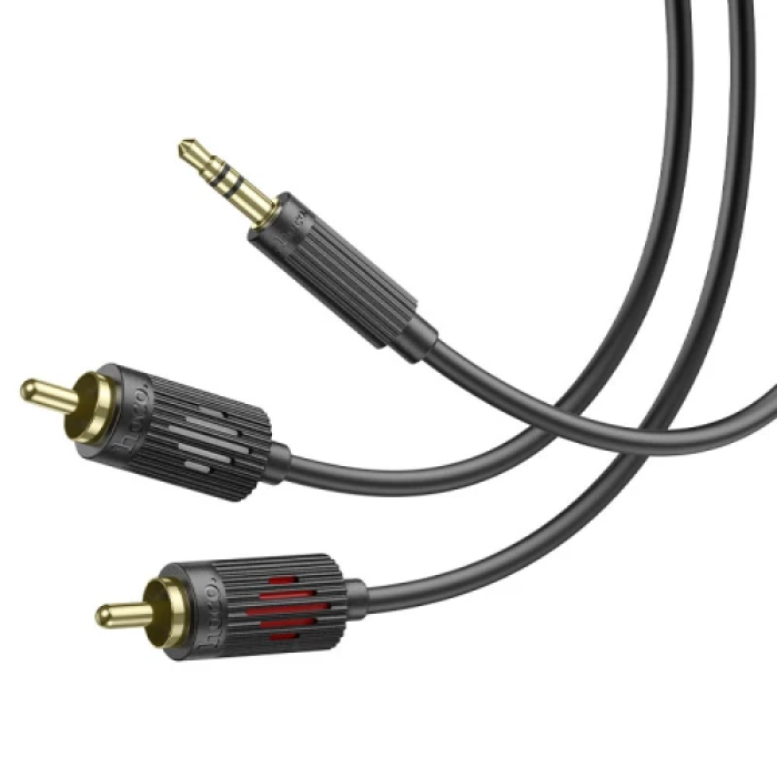 Кабель-перехідник звуковий, 3.5 мм (M) - 2xRCA (M), 1.5 м, Black, Hoco UPA28