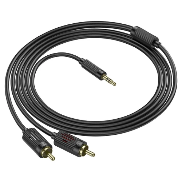Кабель-перехідник звуковий, 3.5 мм (M) - 2xRCA (M), 1.5 м, Black, Hoco UPA28