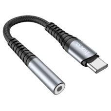 Кабель-перехідник звуковий, Type-C (M) - 3.5 мм (F), 12 см, Black, Hoco LS33, DAC чіп