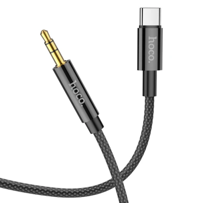 Кабель-перехідник звуковий, Type-C (M) - 3.5 мм (M), 1 м, Black, Hoco UPA19