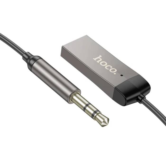 Аудіо ресивер Hoco E78 "Benefit", Space Grey, USB, 3.5 мм (AUX), Bluetooth 5.3, з мікрофоном, 1.2 м