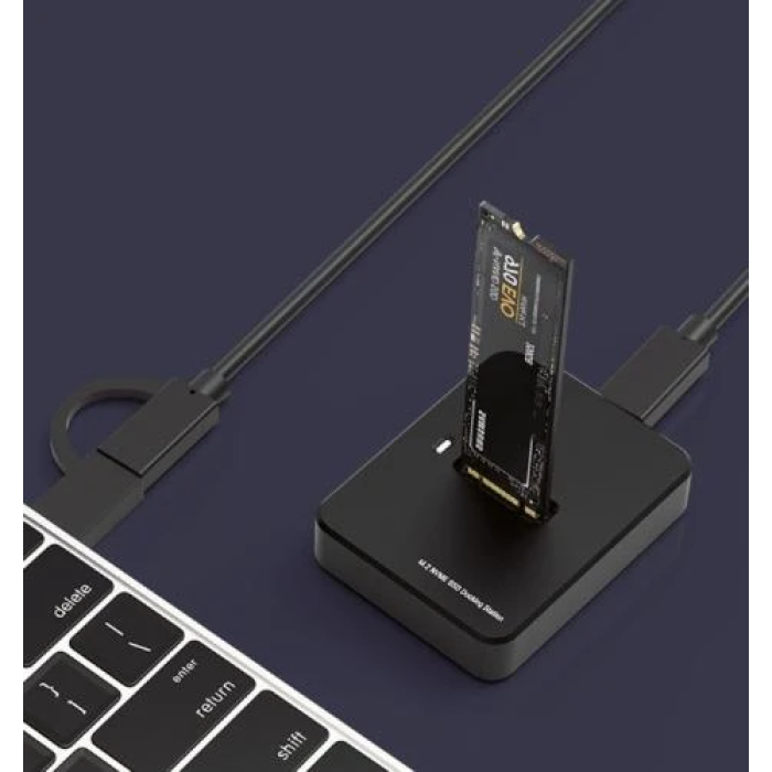 Док-станція M.2 Gembird DD-U3M2, Black, NGFF та NVMe, чіпсет RTL9210B, USB Type-C 3.1 (+ AM адаптер)
