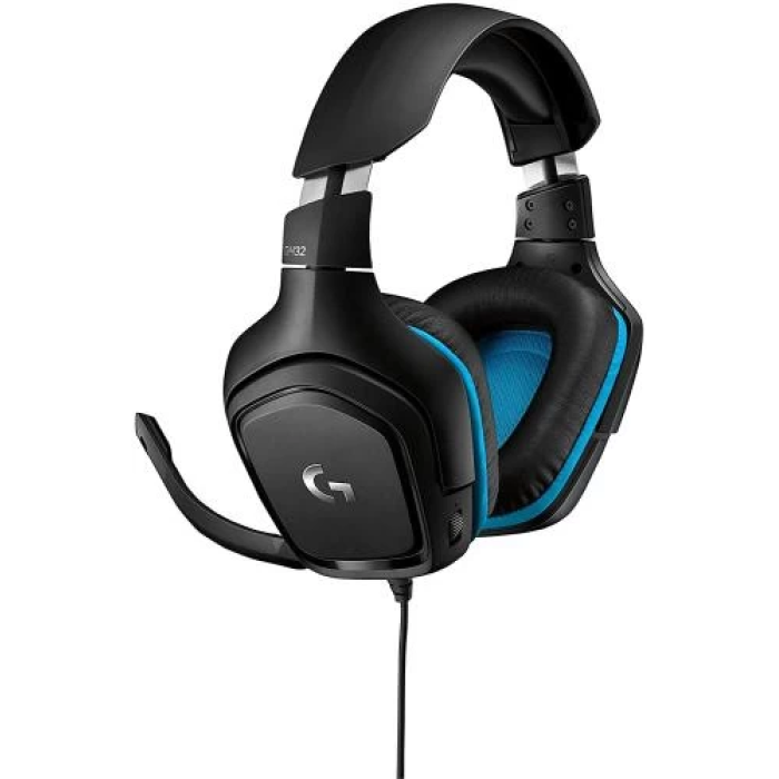 Навушники Logitech G432, Black/Blue, 3.5 мм / USB, мікрофон, дифузори 50 мм, технологія об'ємного звучання 7.1, 39 Ом, 107 дБ, 2 м (981-000770)