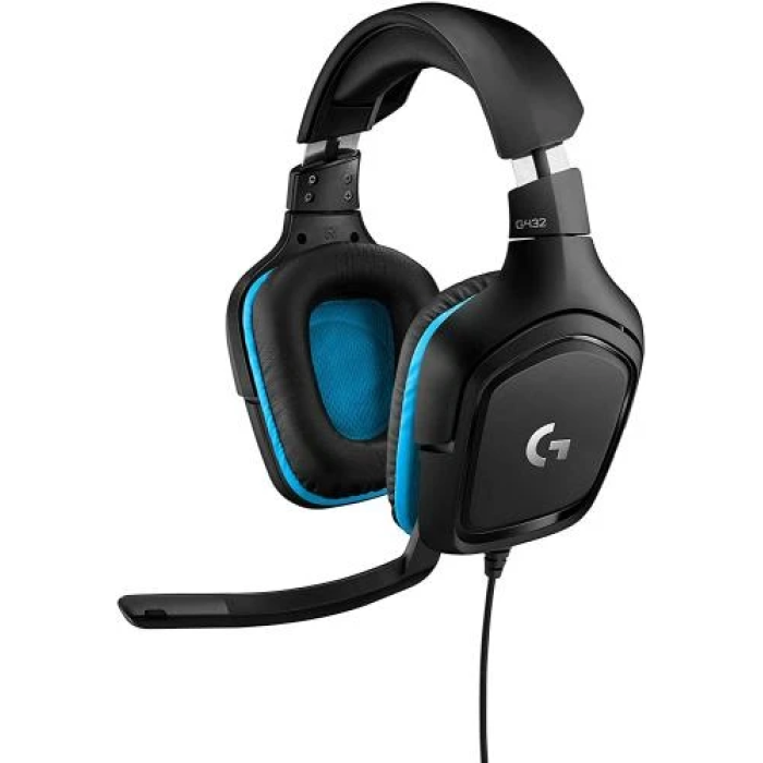 Навушники Logitech G432, Black/Blue, 3.5 мм / USB, мікрофон, дифузори 50 мм, технологія об'ємного звучання 7.1, 39 Ом, 107 дБ, 2 м (981-000770)