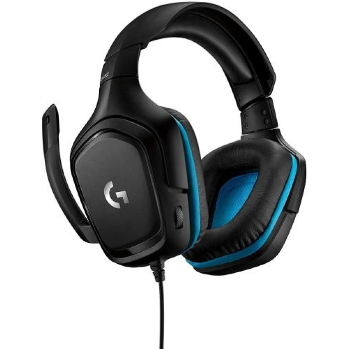 Навушники Logitech G432, Black/Blue, 3.5 мм / USB, мікрофон, дифузори 50 мм, технологія об'ємного звучання 7.1, 39 Ом, 107 дБ, 2 м (981-000770)