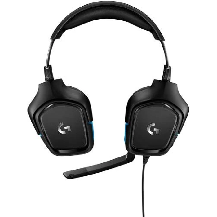 Навушники Logitech G432, Black/Blue, 3.5 мм / USB, мікрофон, дифузори 50 мм, технологія об'ємного звучання 7.1, 39 Ом, 107 дБ, 2 м (981-000770)