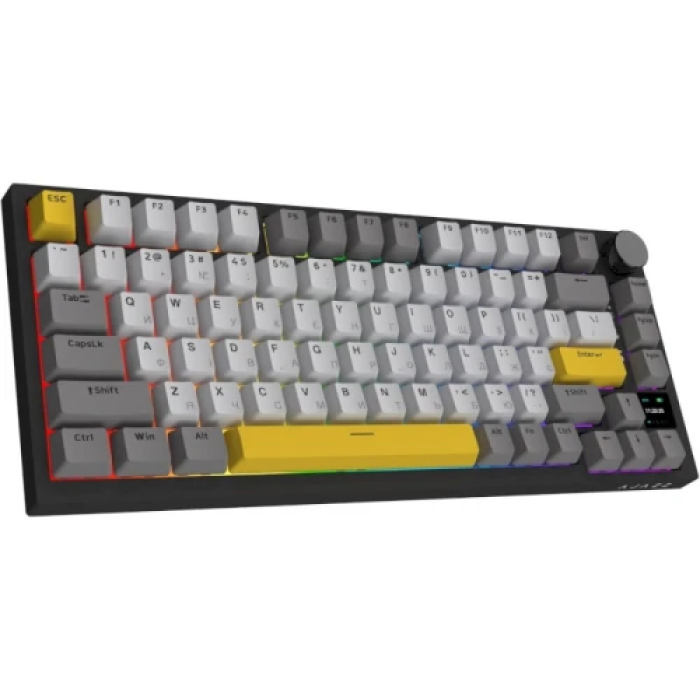 Клавіатура бездротова Ajazz AK820 Pro, Starry Night, Bluetooth / USB 2.4GHz / Type-C, механічна (перемикачі Flying Fish), 81 кнопка, RGB підсвічування, TFT-екран, акумулятор 4000 mA (AK820PRO-FF-BGY)