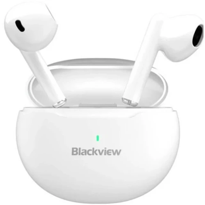 Навушники Blackview AirBuds 6, White, Bluetooth 5.3, мікрофон, ANC, 32 Ом, 119 дБ, акумулятор 320 mAh, IPX7, Type-C, радіус дії до 10 м, час роботи до 20 год (6931548308041)