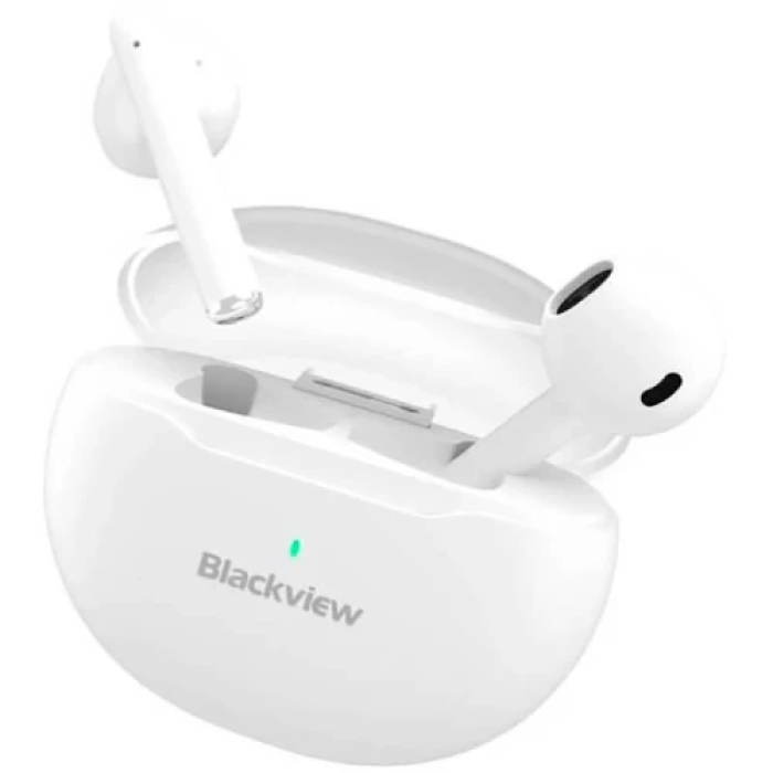 Навушники Blackview AirBuds 6, White, Bluetooth 5.3, мікрофон, ANC, 32 Ом, 119 дБ, акумулятор 320 mAh, IPX7, Type-C, радіус дії до 10 м, час роботи до 20 год (6931548308041)