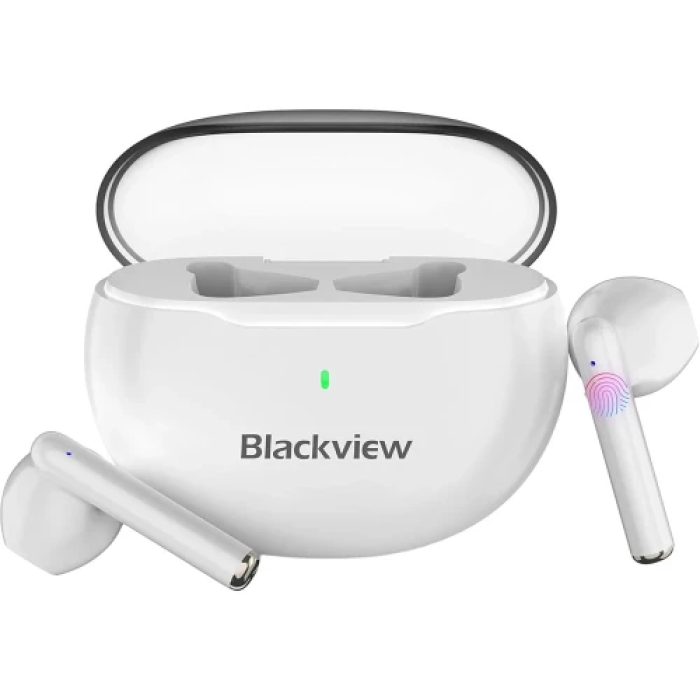 Навушники Blackview AirBuds 6, White, Bluetooth 5.3, мікрофон, ANC, 32 Ом, 119 дБ, акумулятор 320 mAh, IPX7, Type-C, радіус дії до 10 м, час роботи до 20 год (6931548308041)