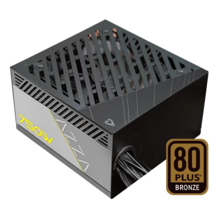 Блок живлення 750 Вт, AZZA, Black, 80+ Bronze, 12 см, 2xMolex / 6xSATA / 1x16-pin / 3x6+2-pin / 1x20+4-pin / 2x4+4-pin, захист OCP/OVP/OPP/SCP/OTP/UVP, ATX 3.1 (PSAZ-750W(ATX3.1))