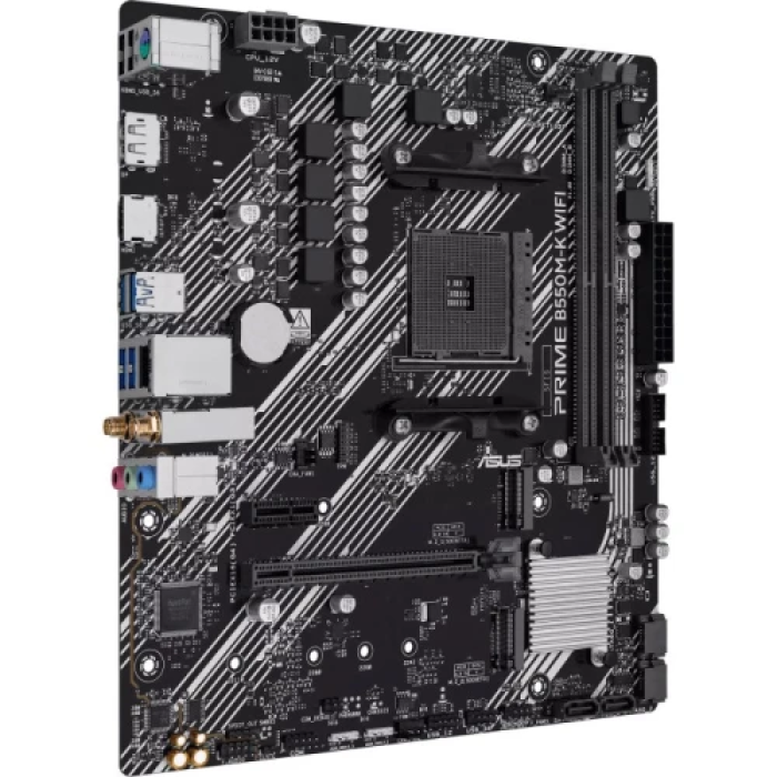 Мат.плата AM4 (B550) Asus PRIME B550M-K WIFI, B550, 2xDDR4, Int.Video(CPU), 4xSATA3, 2xM.2, 1xPCI-E 4.0 x16, 1xPCI-E 3.0 x1, Realtek 7.1, Realtek 1Gb, WiFi 6, Bluetooth, 6xUSB 3.2 / 4xUSB 2.0, HDMI/DP, MicroATX