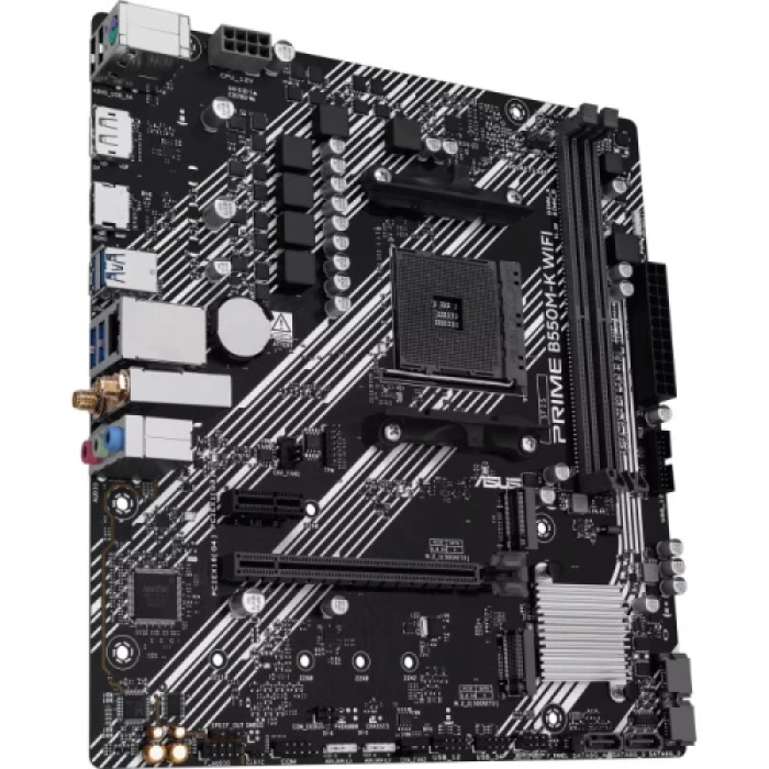 Мат.плата AM4 (B550) Asus PRIME B550M-K WIFI, B550, 2xDDR4, Int.Video(CPU), 4xSATA3, 2xM.2, 1xPCI-E 4.0 x16, 1xPCI-E 3.0 x1, Realtek 7.1, Realtek 1Gb, WiFi 6, Bluetooth, 6xUSB 3.2 / 4xUSB 2.0, HDMI/DP, MicroATX