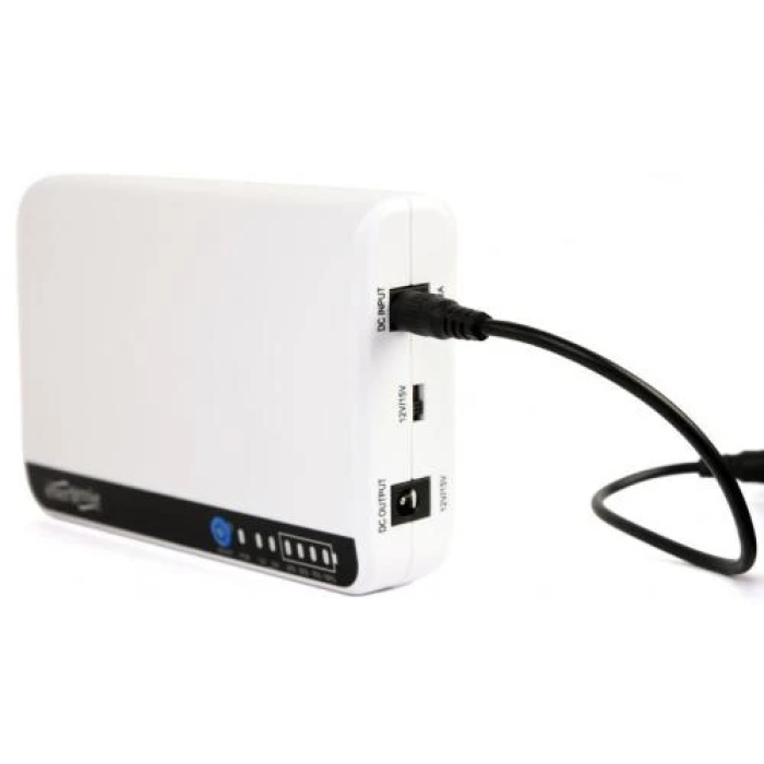 Джерело безперебійного живлення для роутера EnerGenie EG-UPS-DC18, White, 6600 mAh (18Wh), 1xDC (12V/1.5A или 15V/1.2A), індикатор заряду