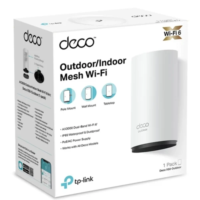 Бездротова система Wi-Fi TP-LINK Deco X50 (1-pack), White, Wi-Fi 6, до 3000 Mb/s, 1x100/1000 Mb/s