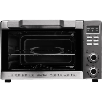 Електродуховка Liberton LEO-501E Inox, 2000W, 50л, 70-250 °C, 3 режими приготування, конвекція, підсвічування, гриль, деко, тримач для деки та рожна, піддон для жиру, рожен
