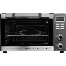 Електродуховка Liberton LEO-501E Inox, 2000W, 50л, 70-250 °C, 3 режими приготування, конвекція, підсвічування, гриль, деко, тримач для деки та рожна, піддон для жиру, рожен