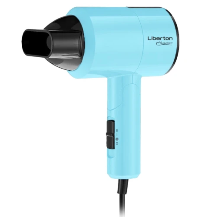 Фен Liberton LHD-6102, Blue, 1100W, 2 швидкості, 3 температурні режими, складна ручка, захист від перегріву