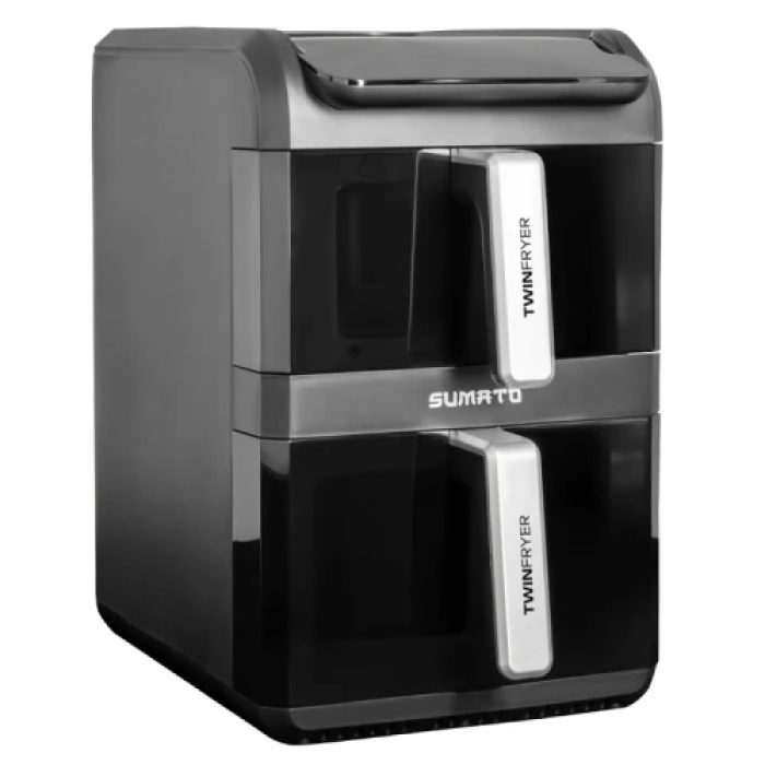 Мультипіч Sumato SU-03AF01, Black, 2700 (1200+1500)W, 10 (4+6) л, 8 програм, сенсорне управління, приготування 2х страв одночасно, оглядове вікно, внутрішнє підсвічування, сенсорний дисплей, термостат, таймер, 80-200 ˚C