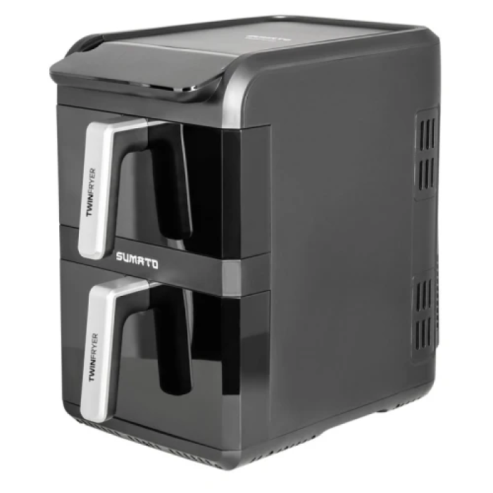 Мультипіч Sumato SU-03AF01, Black, 2700 (1200+1500)W, 10 (4+6) л, 8 програм, сенсорне управління, приготування 2х страв одночасно, оглядове вікно, внутрішнє підсвічування, сенсорний дисплей, термостат, таймер, 80-200 ˚C
