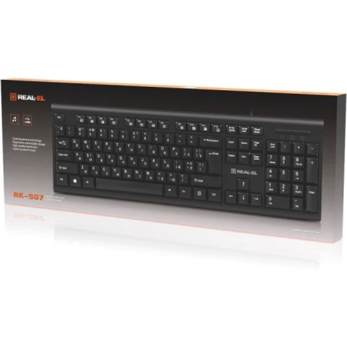 Клавіатура REAL-EL RK-507, Black, USB, мембранна, 104 кнопки