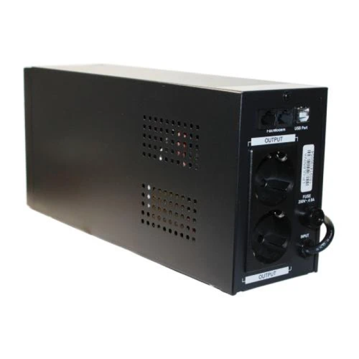 Джерело безперебійного живлення LogicPower UL650VA Black, 390 Вт, 2 розетки, AVR, 12В/7.5Аг x 1 шт, металевий корпус (1454)