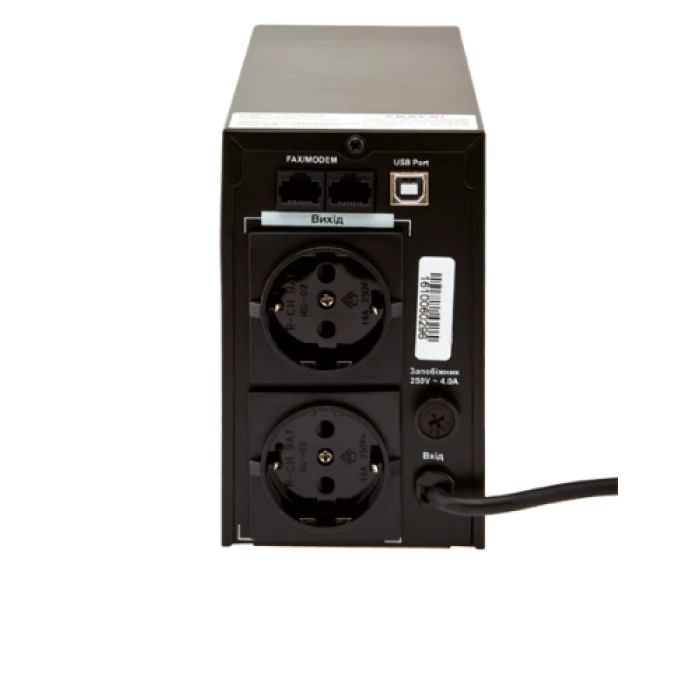 ДБЖ LogicPower UL850VA/2 розетки, 5 ступ. AVR, 7.5Ач12В, чорний корпус (1456)