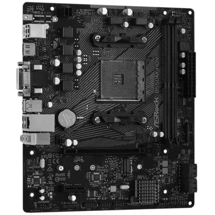 Мат.плата AM4 (B550) ASRock B550M-HDV, B550, 2xDDR4, Int.Video(CPU), 4xSATA3, 1xM.2, 1xPCI-E 16x 4.0, 1xPCI-E 1x 3.0, 1xM.2 (Key E), ALC887, RTL8111H, 6xUSB3.2/6xUSB2.0, VGA/DVI-D/HDMI, MicroATX