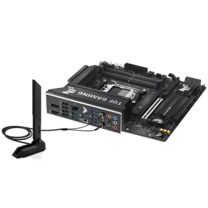 Материнська плата AM5 Asus TUF GAMING B850M-PLUS WIFI, B850, 4xDDR5, Int.Video (CPU), 4xSATA3, 3xM.2, 1xPCI-E 5.0 x16, 1xPCI-E 4.0 x1, ALC1220P, Realtek 2.5Gb, WiFi 6E, Bluetooth 5.3, 10xUSB 3.2 / 6xUSB 2.0, HDMI/DP, MicroATX