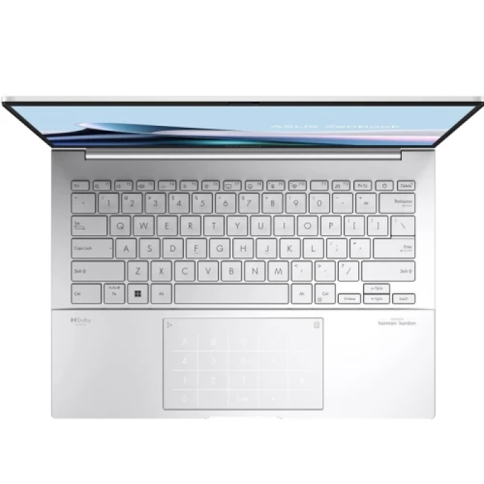 Ноутбук 14" Asus Zenbook 14 OLED UX3405CA-QL293 (90NB14W4-M00BH0) Silver, 14" (1920x1200, 60Гц), Intel Core Ultra 7 255H (16x2.0-5.1GHz), 32Gb LPDDR5x, 1TB SSD, Arc Graphics, Wi-Fi 7, Bluetooth 5.4, 2xThunderbolt 4/USB 3.2, HDMI, 75Wh, DOS, Стіл