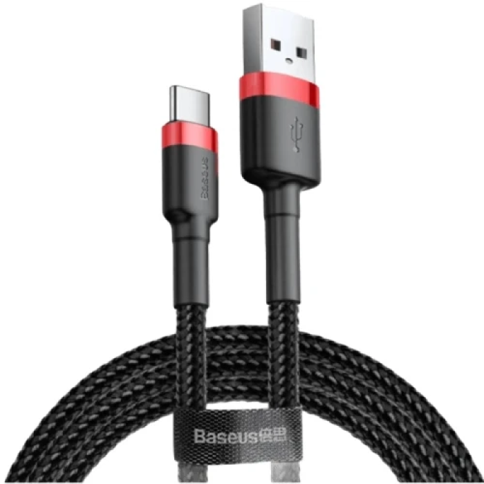 Кабель USB AM - Type-C, 2 м, Black/Red, Baseus "Cafule", 2A, 480Mbps (CATKLF-C91)
