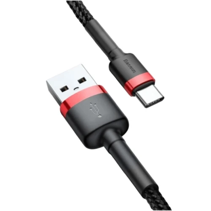 Кабель USB AM - Type-C, 2 м, Black/Red, Baseus "Cafule", 2A, 480Mbps (CATKLF-C91)