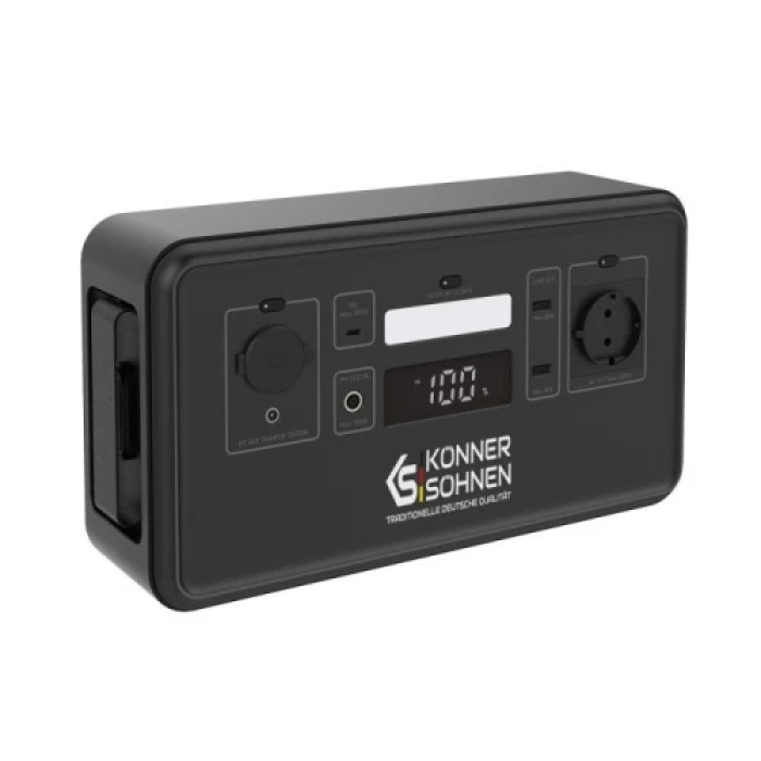 Зарядна станція Konner&Sohnen KS 500PS, Black, 500 Вт / 448 Вт/год, 1xType-C (100 Вт), 2xUSB (18 Вт), 1x12V (10A), 1x230V, чиста синусоїда, LiFePO4
