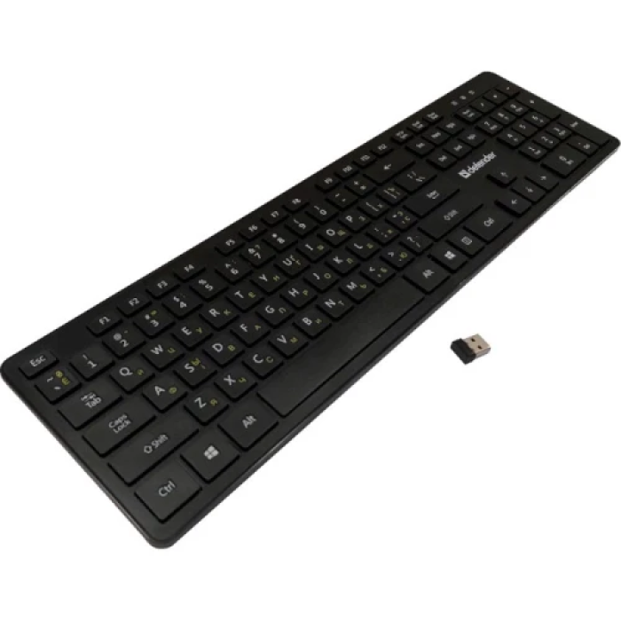 Клавіатура бездротова Defender Comfort MT UA, Black, USB адаптер 2.4 ГГц, 104 кнопки (мембранні), кабель 1.5 м (450950)
